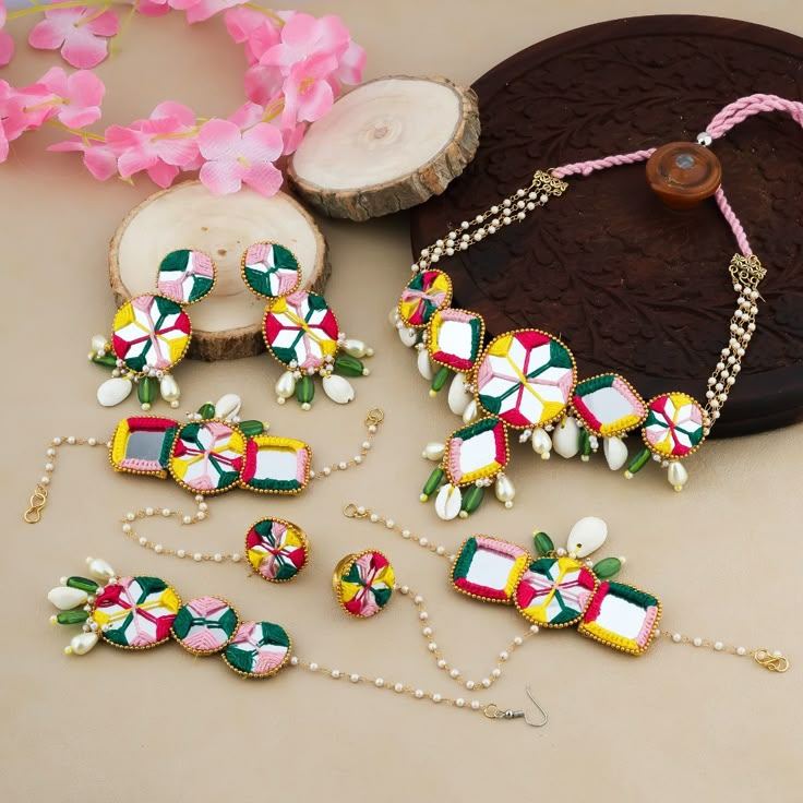 Handmade mirror-work jewellery set